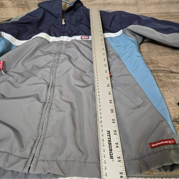 Vtg Quiksilver Boys LG Colorblock Active Track Jacket Polyester Zip-Up Navy Grey - Picture 10 of 12